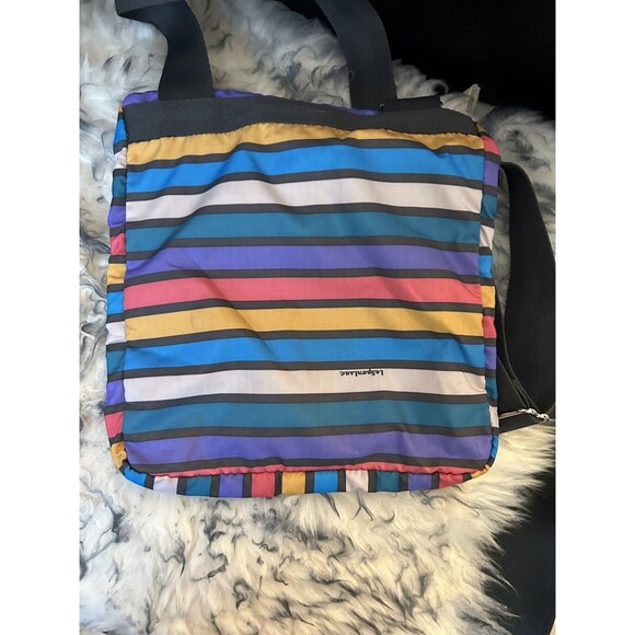 Le Sportsac Zippered Crossbody Bag Multicolor Stripes - Picture 7 of 11